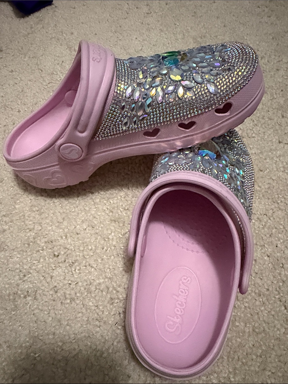 Skechers Pink Girls Sparkle Clog Sandals with Iridescent Gem Accents